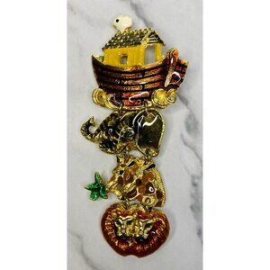 Don Lin Noahs Ark Animal Brooch Pin Enamel Gold-Tone -321